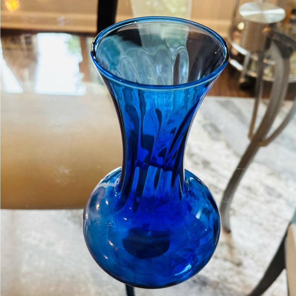 Indiana Glass Illusions VINTAGE Cobalt Blue Vase